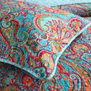 Blue Teal Boho Print Bedspread Quilt Set + Pillowcases