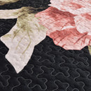 Blossom Trio Quilted Coverlet Set with Pillowcases (Black, Red & Pink