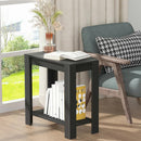Rustic 2 Tier Side Table Open Accent Table Bedside Storage Slim Coffee End Table