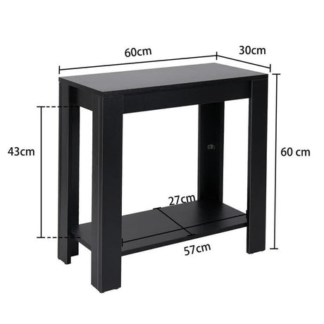 Rustic 2 Tier Side Table Open Accent Table Bedside Storage Slim Coffee End Table