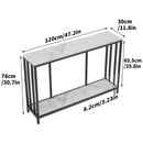 2-Tier White Marble Entryway Console Table Extra Long Foyer Couch Table