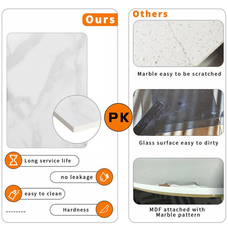 Premium Natural Marble Texture Side End Table Coffee Table Large Bedside Table
