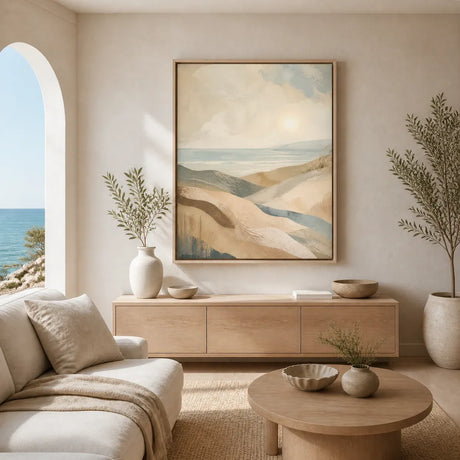 Coastal Drift Floating Frame Canvas Wall Art - Portrait - 40W x 50H cm - Natural Birch