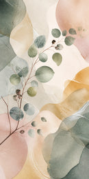 Eucalyptus Reverie Floating Frame Canvas Wall Art - Portrait - 40W x 50H cm - Black