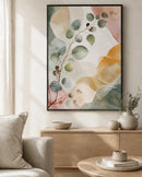 Eucalyptus Reverie Floating Frame Canvas Wall Art - Portrait - 60W x 80H cm - Natural Birch