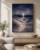 Moonlit Dunes Floating Frame Canvas Wall Art - Portrait - 40W x 50H cm - Black