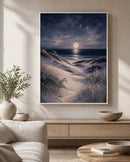 Moonlit Dunes Floating Frame Canvas Wall Art - Portrait - 40W x 50H cm - Black