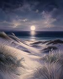 Moonlit Dunes Floating Frame Canvas Wall Art - Portrait - 40W x 50H cm - Black
