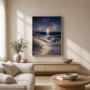 Moonlit Dunes Floating Frame Canvas Wall Art - Portrait - 40W x 50H cm - White