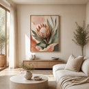 Protea Hush Floating Frame Canvas Wall Art - Portrait - 40W x 50H cm - Black