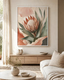 Protea Hush Floating Frame Canvas Wall Art - Portrait - 60W x 120H cm - Black