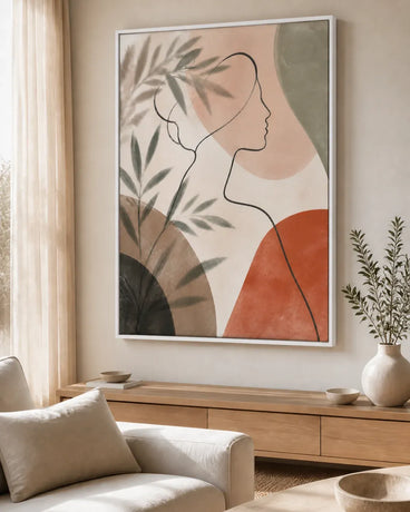 Quiet Muse Floating Frame Canvas Wall Art - Portrait - 40W x 50H cm - Black