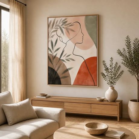Quiet Muse Floating Frame Canvas Wall Art - Portrait - 60W x 80H cm - Natural Birch