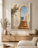 Sunlit Passage Floating Frame Canvas Wall Art - Portrait - 40W x 50H cm - White