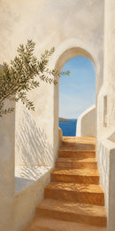 Sunlit Passage Floating Frame Canvas Wall Art - Portrait - 60W x 80H cm - White