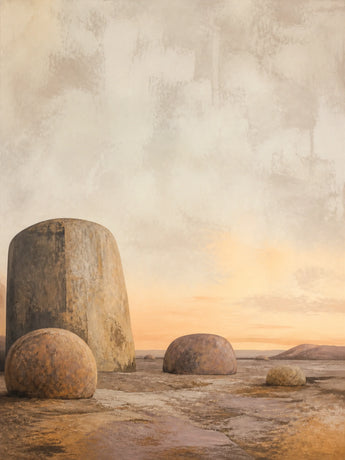 Stone and Sky Floating Frame Canvas Wall Art - Portrait - 40W x 50H cm - White