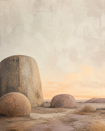 Stone and Sky Floating Frame Canvas Wall Art - Portrait - 60W x 80H cm - White
