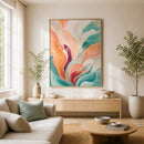 Tidal Bloom Floating Frame Canvas Wall Art - Portrait - 40W x 50H cm - Black