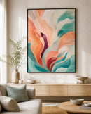 Tidal Bloom Floating Frame Canvas Wall Art - Portrait - 40W x 50H cm - Black