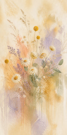 Wildflower Veil Floating Frame Canvas Wall Art - Portrait - 60W x 120H cm - Natural Birch