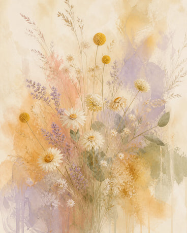 Wildflower Veil Floating Frame Canvas Wall Art - Portrait - 60W x 80H cm - White