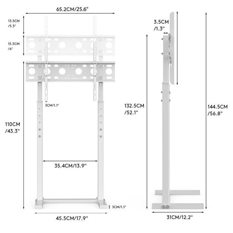 32-60 Inch TV Floor Stand Base - Universal Large TV Mount Holder Bracket - Adjustable Freestanding TV Stand for Living Room Bedroom - White