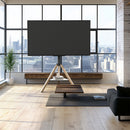 FIN 32-75 Inch Swivel Tripod TV Stand Stable Wooden Legs TV Mount with Marble Shelf