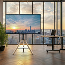FIN 32-75 Inch Swivel Tripod TV Stand Stable Wooden Legs TV Mount with Marble Shelf