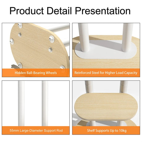 40-75 Inches Heavy Duty Mobile TV Floor Stand with Wooden Shelf, Height Adjustable Rolling TV Mount for Flat Screen, Free-Standing Steel TV Bracket with Wheels
