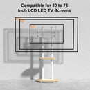 40-75 Inches Heavy Duty Mobile TV Floor Stand with Wooden Shelf, Height Adjustable Rolling TV Mount for Flat Screen, Free-Standing Steel TV Bracket with Wheels