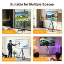Movable Tripod Floor TV Stand with Wheels & Shelf for 40-75 Inch TVs - Height Adjustable Freestanding TV Mount up to 50kg - Black