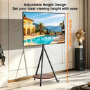 Movable Tripod Floor TV Stand with Wheels & Shelf for 40-75 Inch TVs - Height Adjustable Freestanding TV Mount up to 50kg - White