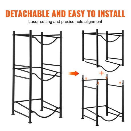 3 Tier 5 Gallon Water Bottle Holder Heavy Duty Single Row Water Jug Rack for 3 Bottles Kitchen Office Living Room Black
