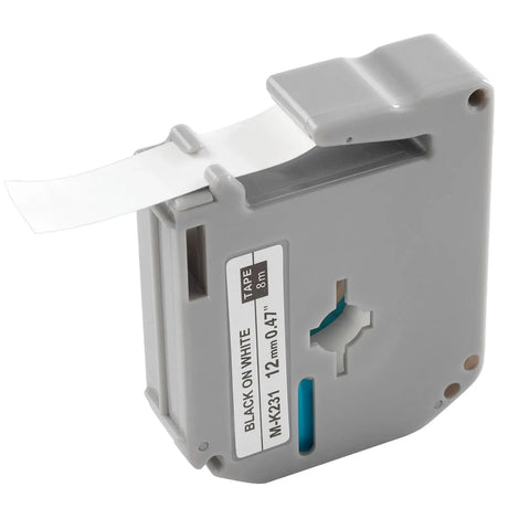 Label Maker Tape, 0.47 in / 12 mm Black on White Label Cartridge Compatible for Various Types of Brother Labelers