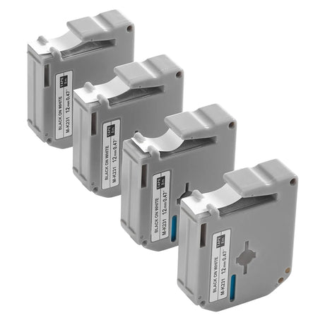 Label Maker Tape, 0.47 in / 12 mm Black on White Label Cartridge Compatible for Various Types of Brother Labelers