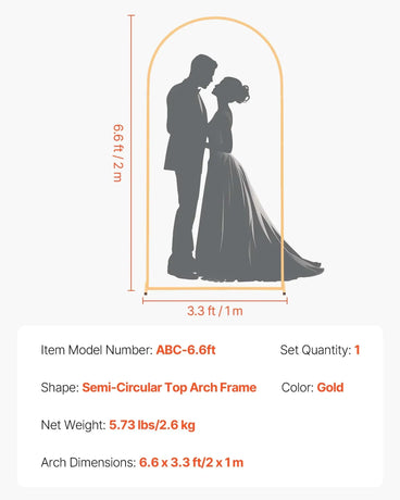 Arch Backdrop Stand, 2 x 1 m, Stable Structure, Easy Assembly, 1 Set Gold Metal Arch Backdrop Stand for Wedding