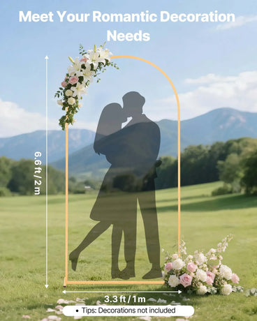 Arch Backdrop Stand, 2 x 1 m, Stable Structure, Easy Assembly, 1 Set Gold Metal Arch Backdrop Stand for Wedding