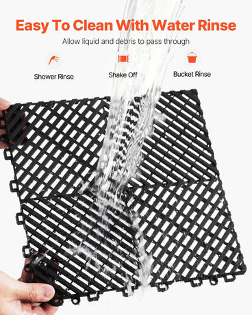Interlocking Drainage Mat, 31 x 31 cm Modular Interlocking Cushion, 24 Pcs Splicing Drainage Mats, for Garage, Garden