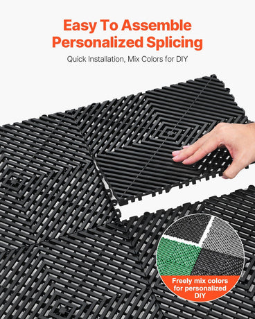 Interlocking Drainage Mat, 31 x 31 cm Modular Interlocking Cushion, 24 Pcs Splicing Drainage Mats, for Garage, Garden