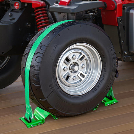 Wheel Chock Tie-Down Kit, Break Strength 1986.73 kg & Working Load 662 kg Motorcycle Tie-Down System E-Hooks for ATVs