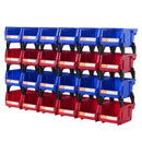 24 Pack Plastic Storage Bins 137 x 105 x 78 mm Hanging Stackable Organizer Containers Blue/Red Heavy Duty PP Bins for Kitchen Closet Office Pantry