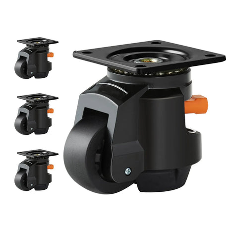 Leveling Casters, Set of 4, 1000 kg Total Load Capacity, 63.5 mm, 360 Degree Swivel Caster Wheels, Machine