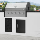BBQ Access Door 415 x 570 mm - Flush Mount Outdoor Kitchen Cabinet Door Matte Black Reversible for BBQ Island