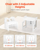 Montessori Weaning Table and Chair Set, 3 In 1 Wooden Toddler Table and Chairs with Chalkboard, Reading, Eating - White