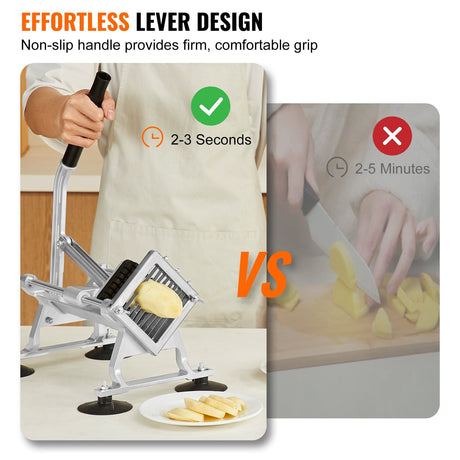 Commercial Vegetable Slicer 3/8 Inch Manual Fruit and Vegetable Cutter Stainless Steel Aluminum Alloy Slicing Machine with Non Slip Feet for Potatoes Onions Radishes Lemons