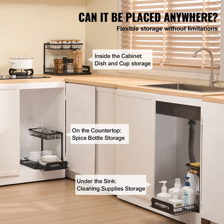 2-Tier Pull Out Cabinet Organizer, 10.7