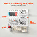 280 x 280 mm Plastic Pegboard Set, 4-Panel Combination Wall Organizer Kit with Accessories, Storage Solution for Garage, Kitchen, Craft Room, Office & Bathroom, White