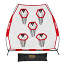 2133.6 x 2133.6mm Football Trainer Throwing Net, Training Throwing Target Practice Net with 5 Target Pockets