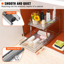 2 Tier Pull Out Cabinet Organizer 14"x21"x15" Heavy Duty Slide Out Pantry Shelves Steel Roll Out Drawers Sliding Storage Rack Silver