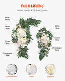 White Artificial Wedding Arch Flower Kit with Sheer Drape (3-Piece Set) - 2 Floral Arrangements & 1 Drape Panel for Ceremony Arch, Reception Backdrop & Bouquet Decor